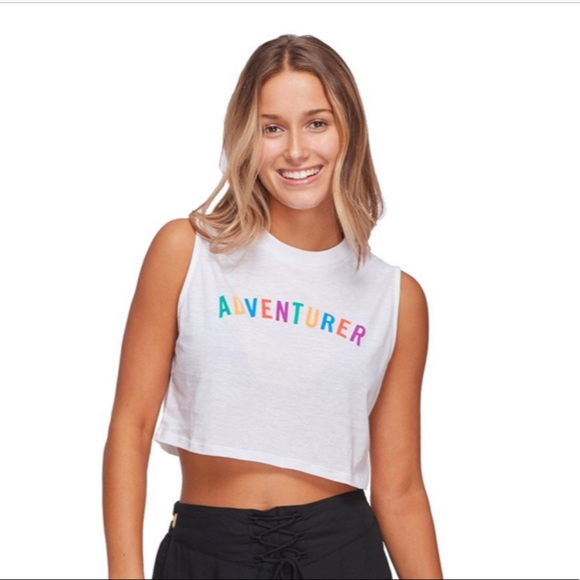 ❌ SOLD ❌  - 🌈 Colorful White Adventurer Crop Top - Picture 4 of 7